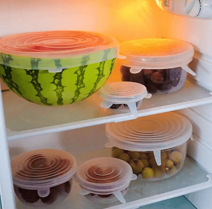 Set Of 6 Round Silicone Stretch Lids, Transparent Silicone Food Sealing Cover, Reusable Durable Food Storage Covers for Bowls, Cups, Cans Set Of 6 Round Silicone Stretch Lids, Transparent Silicone Food Sealing Cover, Reusable Durable Food Storage Covers for Bowls, Cups, Cans